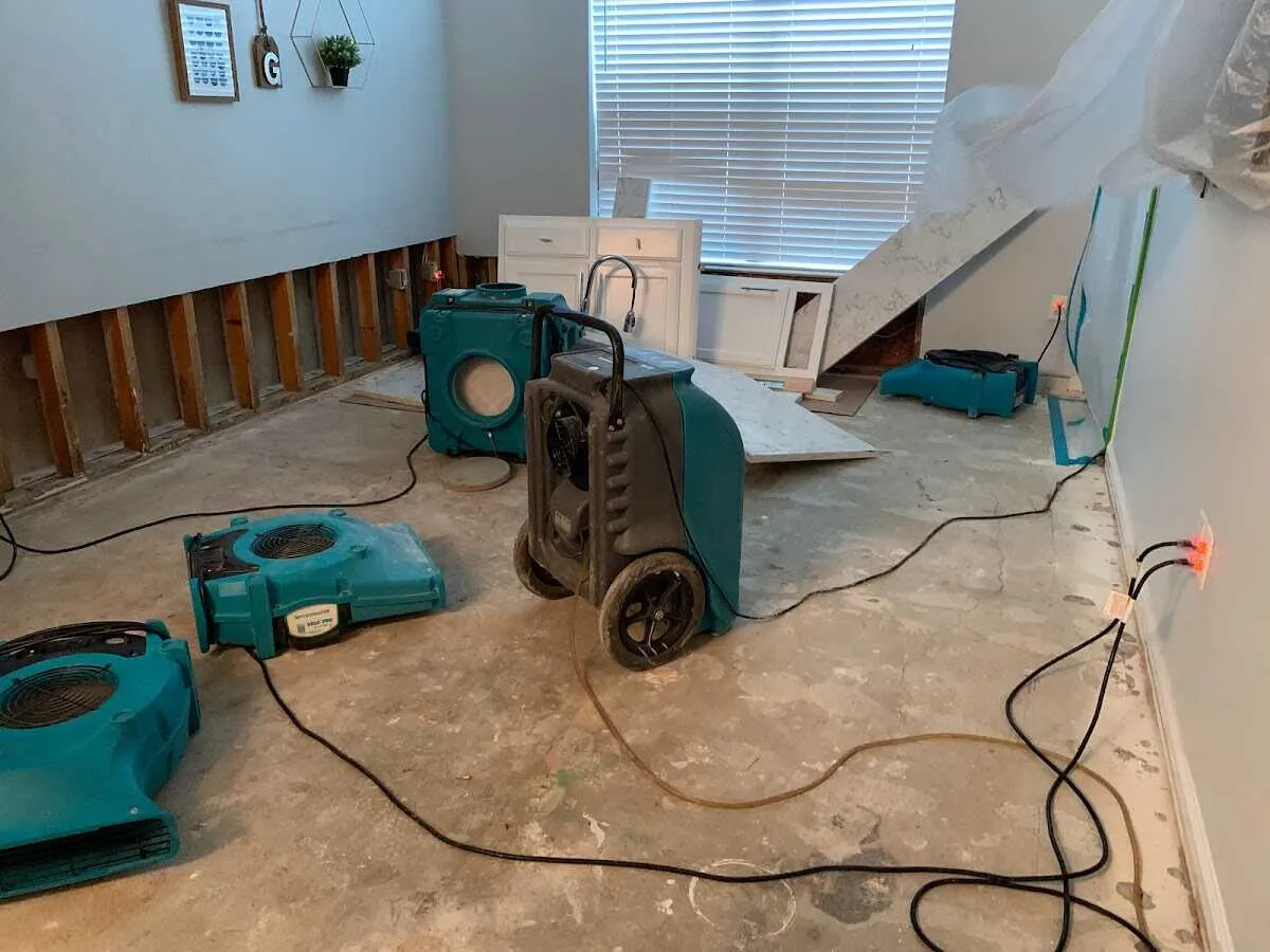 Dehumidifier in flood-cut room for Water Damage Restoration in Monroeville